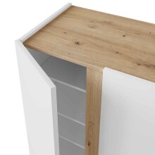 Schuhschrank >TEMPUS< 2 Türen, 6 Böden, Nodi Eiche Dekor / Artik Weiß - 56,5x102x35 (BxHxT)