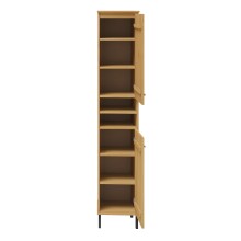 Hochschrank >WZ-0801< 2 Türen, 2 Fächer, Kiefer massiv eichefarbig lack - 35x190x32 (BxHxT)