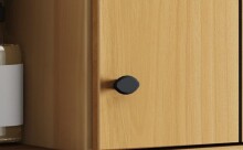 Hochschrank >WZ-0801< 2 Türen, 2 Fächer, Kiefer massiv eichefarbig lack - 35x190x32 (BxHxT)