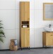 Hochschrank >WZ-0801< 2 Türen, 2 Fächer, Kiefer massiv eichefarbig lack - 35x190x32 (BxHxT)