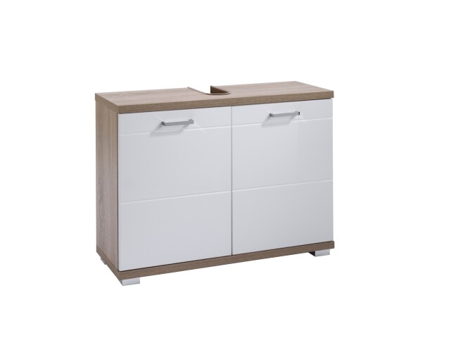 Waschbeckenunterschrank >NEBRASKA< in Eiche-Optik/Weiß 80 x 59 x 31,5 cm (BxHxT)