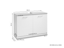 Waschbeckenunterschrank >NEBRASKA< in Anthrazit/Weiß 80 x 59 x 31,5 cm (BxHxT)