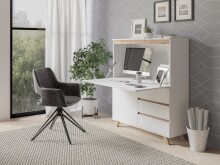 Sekretär >VALENTIN< in weiss / Eiche-Optik 120...