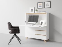 Sekretär >VALENTIN< in weiss / Eiche-Optik 120 x 127 x 38 cm (BxHxT)