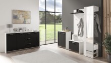Hochschrank >BEN< in Weiß mit Spiegel 40 x 184 x 35 cm (BxHxT)