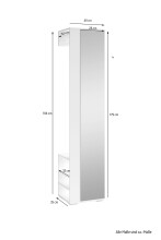 Hochschrank >BEN< in Weiß mit Spiegel 40 x 184 x 35 cm (BxHxT)