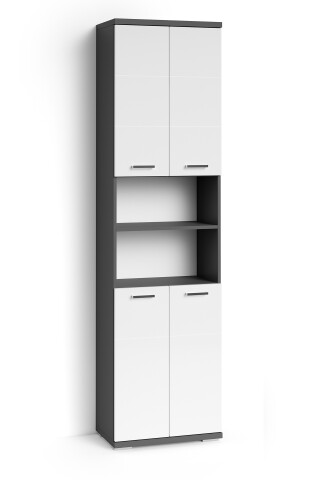 Doppelhochschrank >NEBRASKA< in Anthrazit/Weiß 50 x 192 x 31,5 cm (BxHxT)