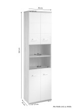 Doppelhochschrank >NEBRASKA< in Anthrazit/Weiß 50 x 192 x 31,5 cm (BxHxT)