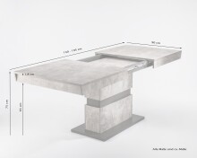 Tisch >MATTHEW< mit Auszug in Old-Wood-Optik 140-195 x 75 x 90 cm (BxHxT)