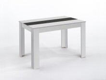 Tisch >NORI< in Weiß, Einlage Schwarz/Weiß 140 x 75 x 80 cm (BxHxT)