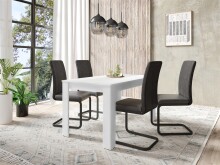 Tisch >NORI< in Weiß, Einlage Schwarz/Weiß 140 x 75 x 80 cm (BxHxT)