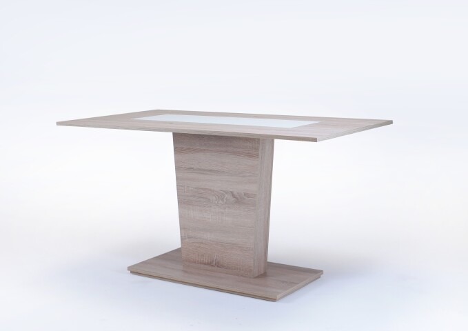Säulentisch >VIENNA< in Eiche-Optik, Einlage Schwarz/Weiß 110x75x70 cm (BxHxT)