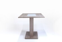 Säulentisch >VIENNA< in Eiche-Optik, Einlage Schwarz/Weiß 110x75x70 cm (BxHxT)