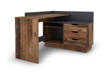 Winkelschreibtisch >BELFAST< in Old-Wood/Anthrazit 129 x 83,5 x 105 cm (BxHxT)