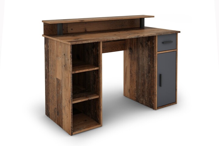 Schreibtisch >DIEGO< in Old-Wood-Optik/Anthrazit 120 x 88 x 55 cm (BxHxT)