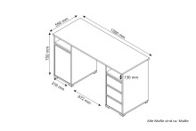 Schreibtisch >LOBO< in Old-Wood-Optik 138 x 75 x 55 cm (BxHxT)