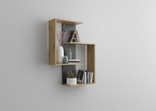 Wandregal >KRETA< in Artisan Eiche Dekor-Matera - 65x84,9x19,7cm (BxHxT)