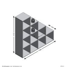 Raumteilerregal >MEGA 2< in Eiche Dekor - 138,5x143,5x33cm (BxHxT)