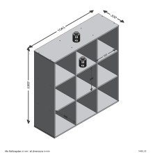 Raumteilerregal >MEGA 5< in Eiche Dekor - 104,5x108,5x33cm (BxHxT)