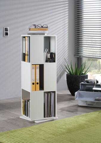 Drehregal >TOWER< in weiß - 34x108x34cm (BxHxT)
