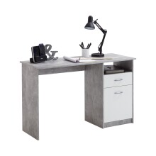 Schreibtisch >JACKSON< in Beton LA-weiß - 123x76,5x50cm (BxHxT)