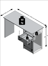 Schreibtisch >JACKSON< in Beton LA-weiß - 123x76,5x50cm (BxHxT)