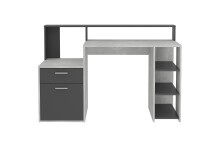 Schreibtisch >BOLTON< in Beton LA - Anthrazit -...