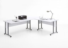 Schreibtisch >CALVIA 104< in Brillantweiß -...