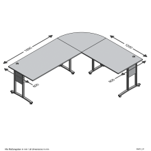 Schreibtisch >CALVIA 104< in Brillantweiß - 240x75x200cm (BxHxT)