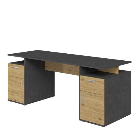 Schreibtisch >LEVI 101< in Artisan Eiche Dekor-Matera - 185,1x75x67,5cm (BxHxT)