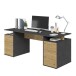 Schreibtisch >LEVI 101< in Artisan Eiche Dekor-Matera - 185,1x75x67,5cm (BxHxT)