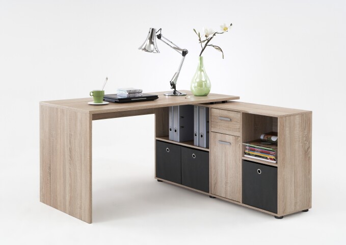 Schreibtisch >LEXO/LEX< in Eiche Dekor - 135,7x74,2x135,7cm (BxHxT)