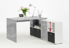 Schreibtisch >LEXO/LEX< in Beton LA-weiß -...