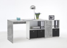 Schreibtisch >LEXO/LEX< in Beton LA-weiß -...