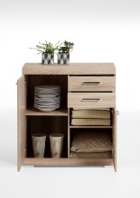 Kommode >BRISTOL 2< in Eiche Dekor - 80x89,9x34,9cm (BxHxT)