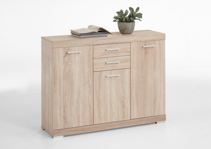 Kombikommode >BRISTOL 3< in Eiche Dekor - 120x89,9x34,9cm (BxHxT)