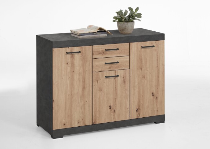 Kombikommode >BRISTOL 3 XL< in Matera-Artisan Eiche - 120x89,9x49,9cm (BxHxT)