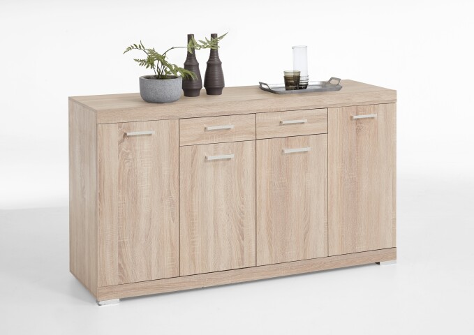 Kombikommode >BRISTOL 4 XL< in Eiche Dekor - 160x89,9x49,9cm (BxHxT)