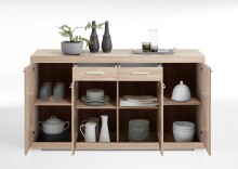 Kombikommode >BRISTOL 4 XL< in Eiche Dekor - 160x89,9x49,9cm (BxHxT)