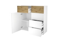 Kommode >BELM 1< in Brillantweiß-Artisan Eiche - 109x115x42cm (BxHxT)