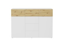 Kommode >BELM 4< in Brillantweiß-Artisan Eiche - 163x115x42cm (BxHxT)