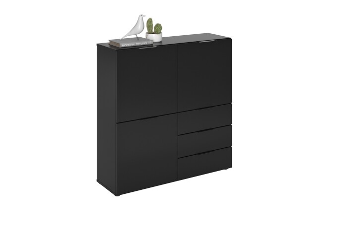 Kommode >DARK 2< in schwarz - 99,1x101,2x31,5cm (BxHxT)