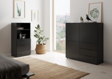 Kommode >DARK 2< in schwarz - 99,1x101,2x31,5cm (BxHxT)