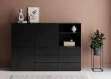 Kommode >DARK 2< in schwarz - 99,1x101,2x31,5cm (BxHxT)