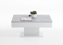 Couchtisch >AVOLA 2< in Beton LA-weiß Edelglanz - 100x46,1x65cm (BxHxT)