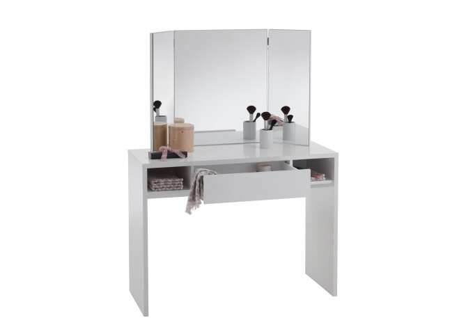 Schminktisch >SCHMINKI 1< in weiß Edelglanz - 100x135,7x41,4cm (BxHxT)