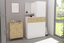 Kommode >PLAU 1< in Artisan Eiche Dekor - 68,5x93,5x33cm (BxHxT)