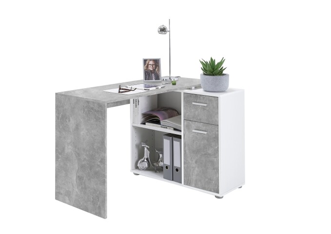 Schreibtisch >ALBRECHT 1< in Beton LA-weiß - 83x74x117cm (BxHxT)