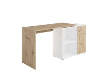 Schreibtisch >ALBRECHT 1< in Artisan Eiche Dekor-weiß - 83x74x117cm (BxHxT)