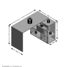 Schreibtisch >ALBRECHT 1< in Artisan Eiche Dekor-weiß - 83x74x117cm (BxHxT)